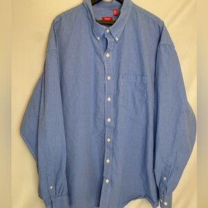 Izod men’s long sleeve button-down blue striped shirt, size 5XLT